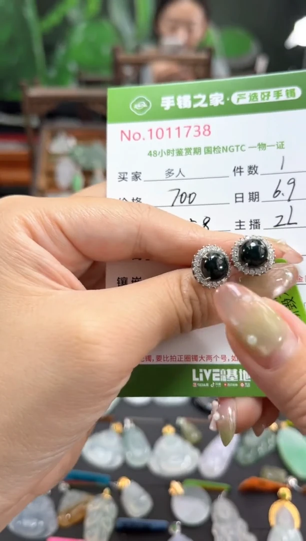 翡翠银S925镶嵌耳饰多人