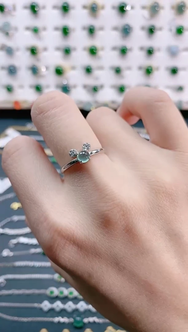 【闪购商品】翡翠戒指银S925镶嵌天然翡翠