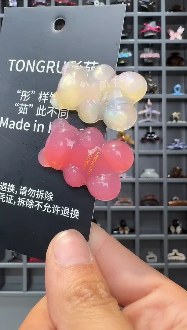 醋酸非金属韩国醋酸品牌发饰4.5cm超厚超厚鸭嘴边夹一对人鱼透粉