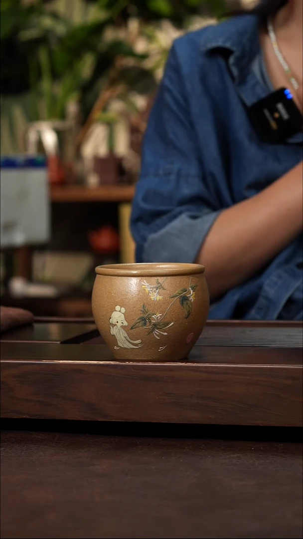 茶壶紫砂黄降坡泥绘小仙女缸杯