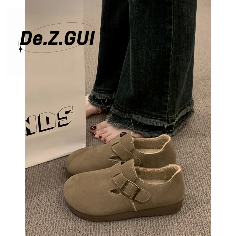 全包勃肯鞋女2025年秋冬新款厚底一脚蹬懒人鞋休闲风豆豆鞋单鞋子