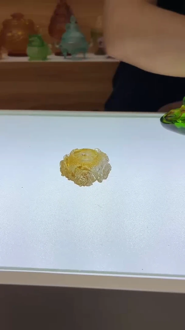 琉璃手工艺品玫瑰花香插琥珀色