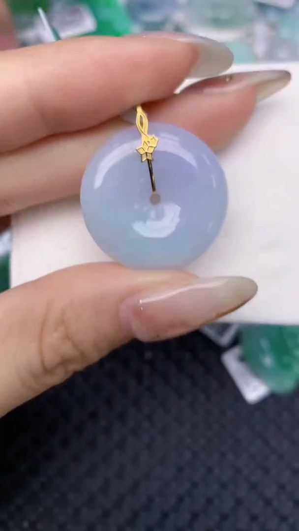 颈饰18K金镶嵌翡翠天然缅甸翡翠a货百元以上9元证书费自理