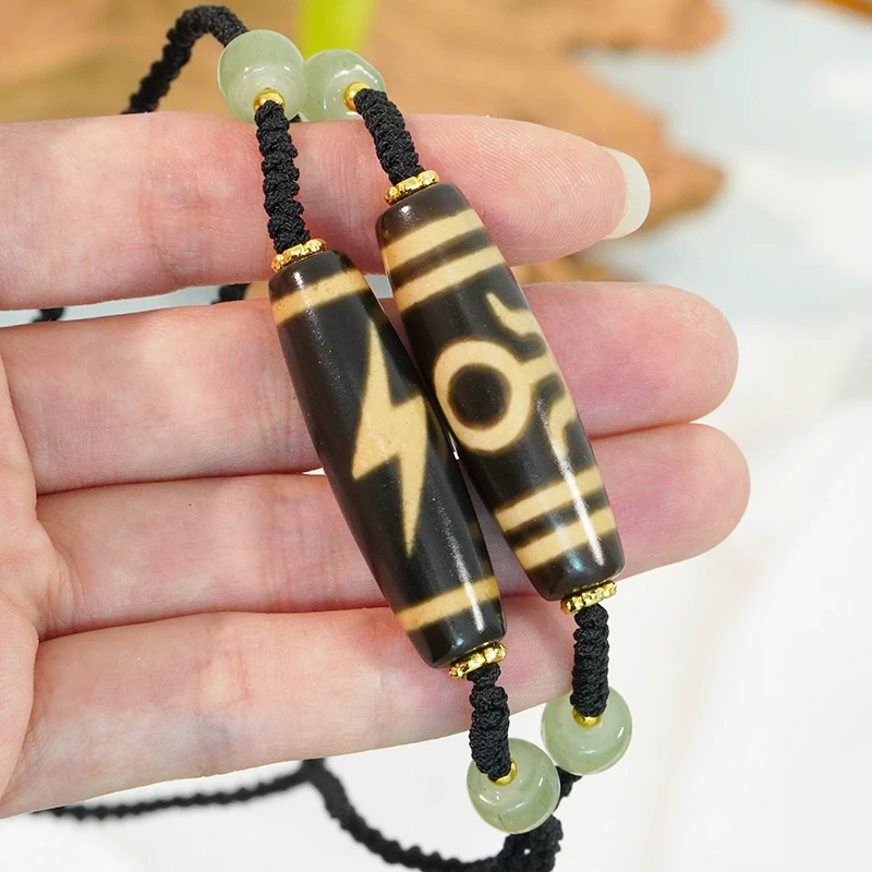 TZ603天然玛瑙牙黄闪五贵人手工编绳锁骨链可调节