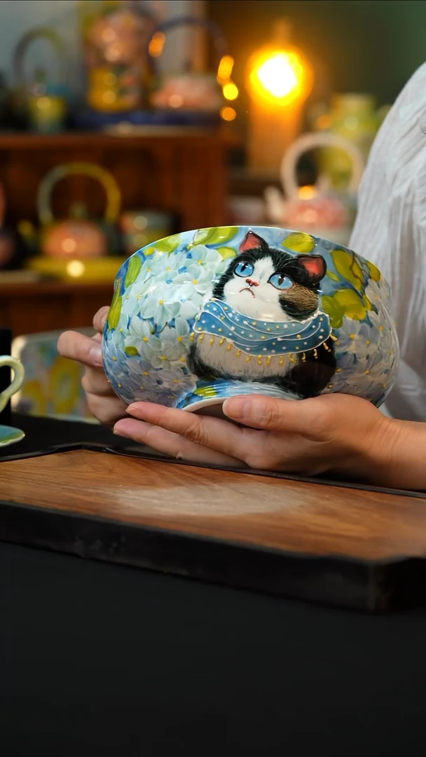 杯手绘心瓷陶瓷浮力围脖版