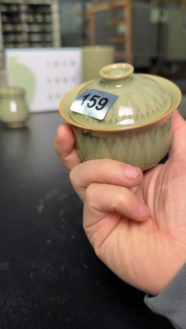 耀州窑仰山莲瓣盖碗微瑕159