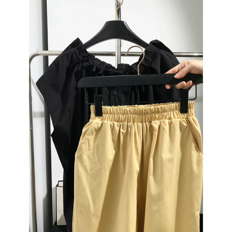 松弛感女装套装休闲运动夏季宽松短袖阔腿裤日系小个子减龄两件套