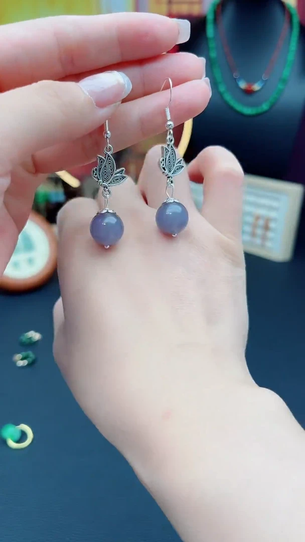 玛瑙/玉髓耳饰银S925镶嵌231000