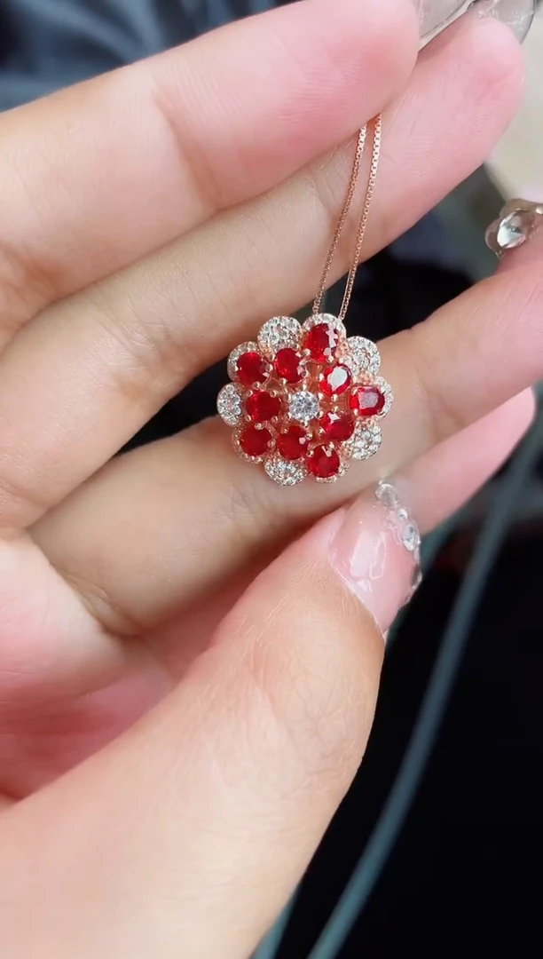 【闪购商品】彩色蓝宝石吊坠银S925镶嵌吊坠