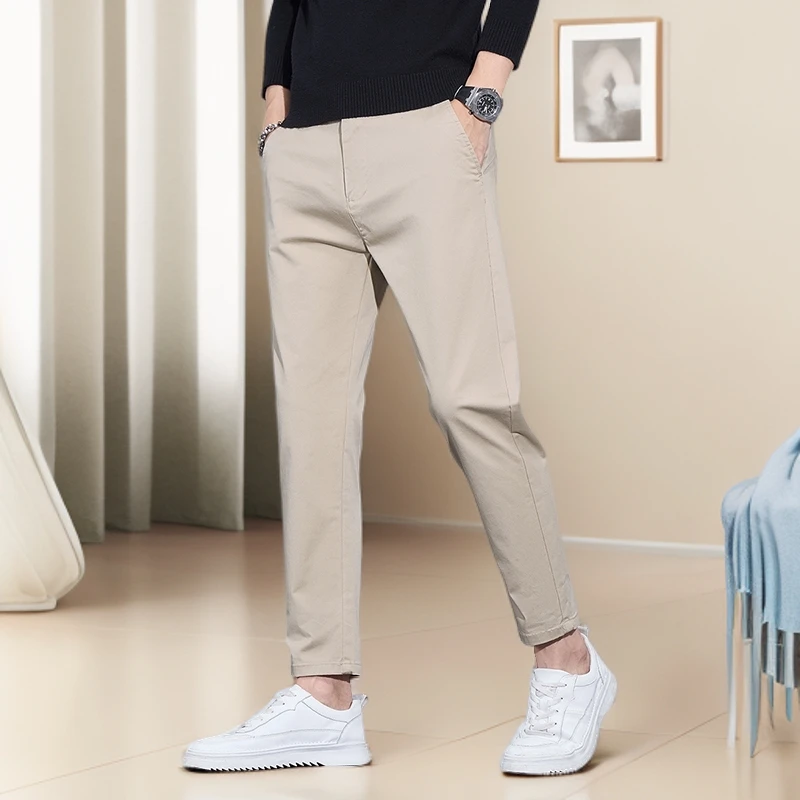 免烫休闲裤男款春秋新款修身小脚裤九分长裤韩版裤子显瘦痞帅时尚