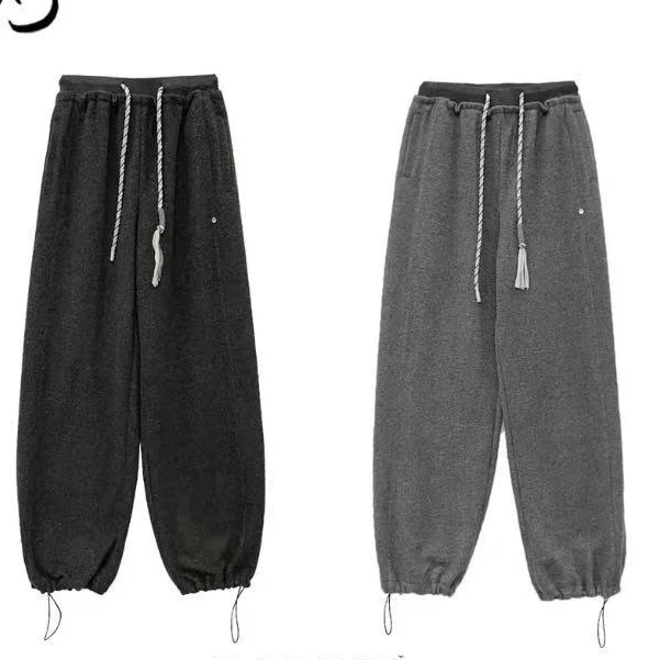 QB【隐藏款】时尚百搭条纹慵懒直筒弹力舒适休闲裤24781A