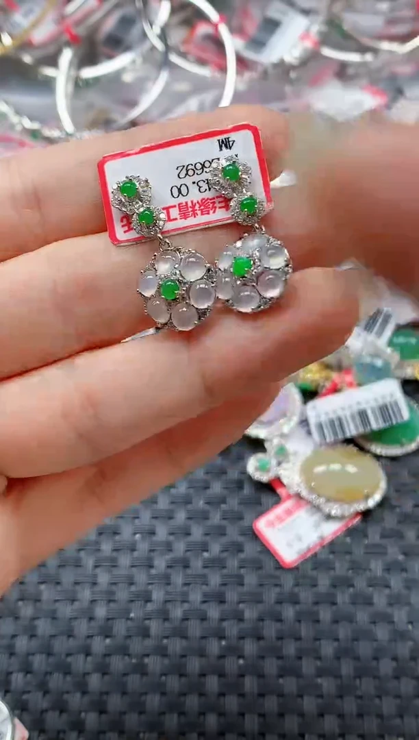 银S925镶嵌戒指翡翠天然A货缅甸翡翠