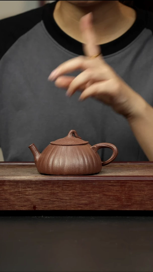 紫砂茶壶超矿标红降坡 荷