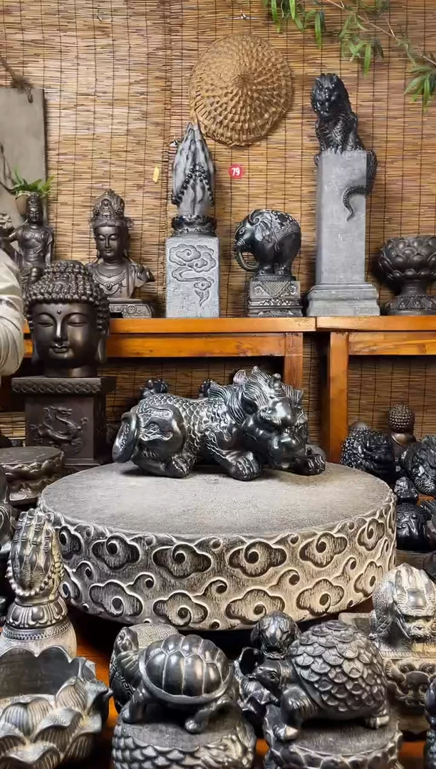 石材美****团6只貔貅天然青石雕刻