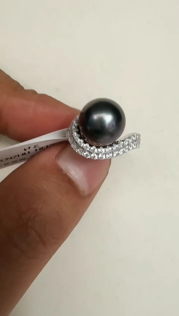 银S925镶嵌戒指海水珍珠戒指