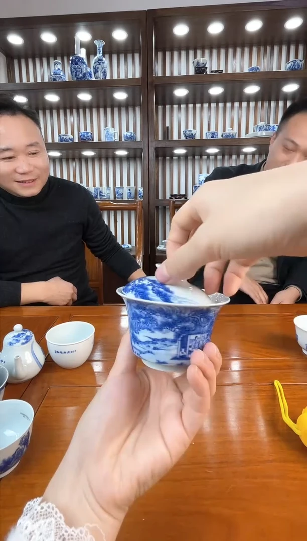 【闪购商品】044函夏非遗朱剑辉人物山水两才盖碗