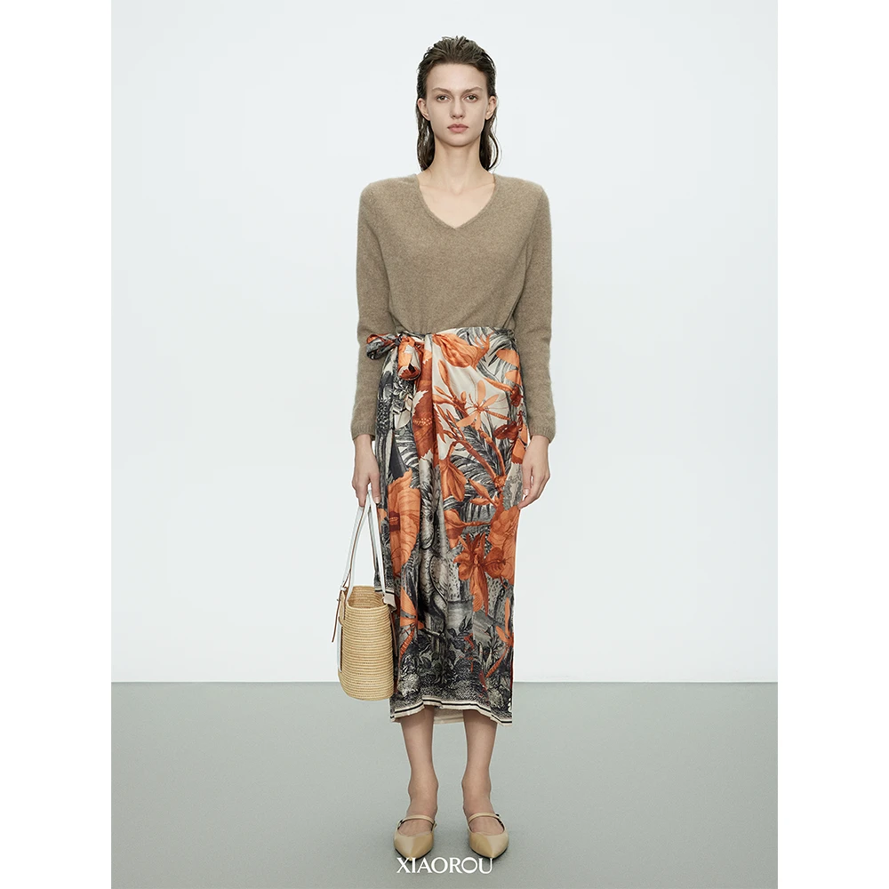 XIAOROU/小柔WZ2318 静奢风clean fit V领羊绒衫Quiet luxury