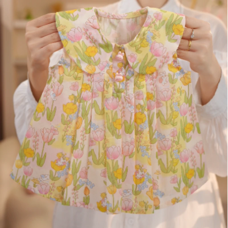 2025年夏季新款女小童可爱黄色郁金香小兔裙017