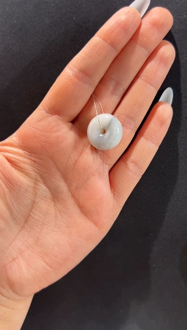 吊坠(赠链)未镶嵌和田玉青***式新疆和田玉于田料平安扣吊坠