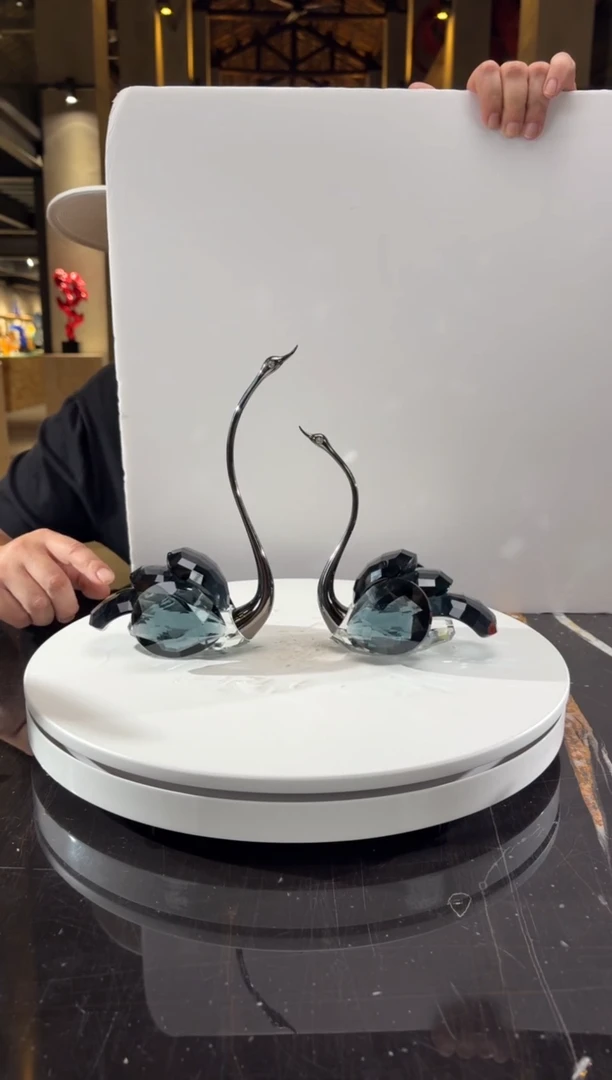 摆件CS0103050墨兰水晶天鹅一对