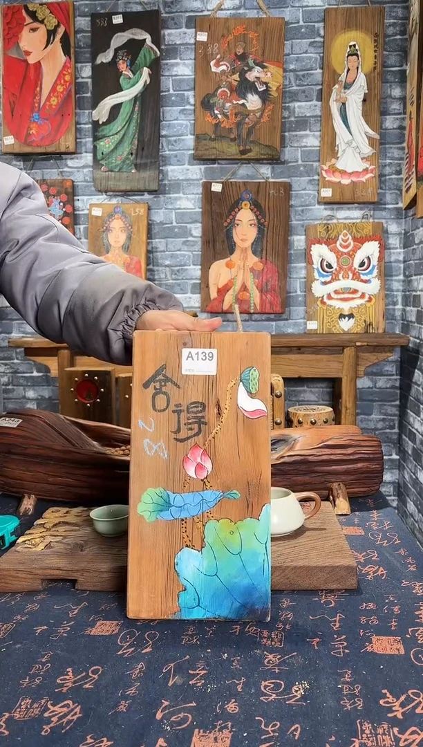 风化老门板丙烯画