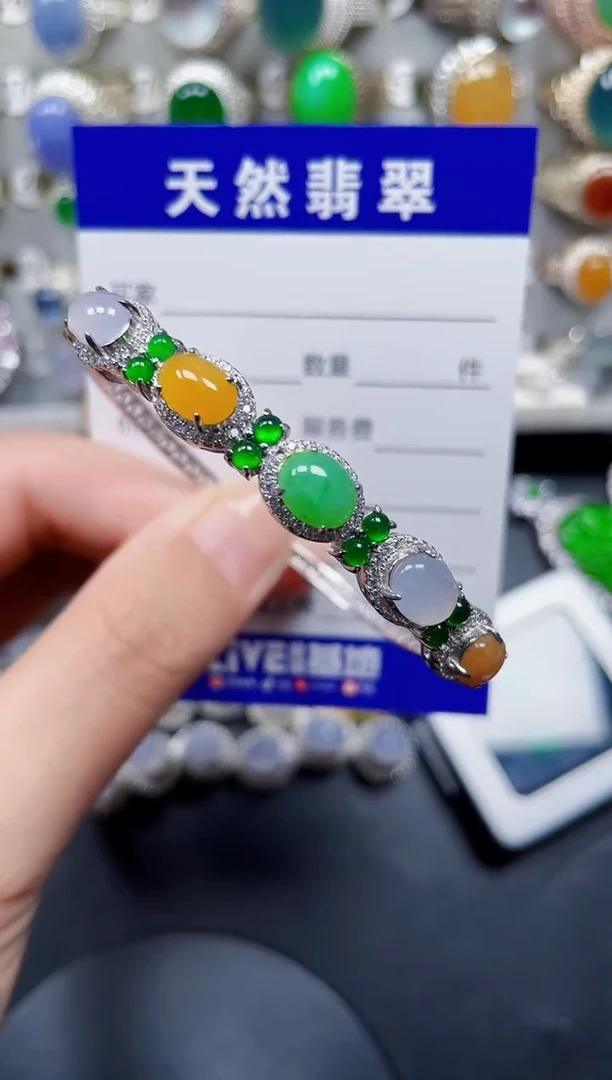 银S925镶嵌手镯翡翠159
