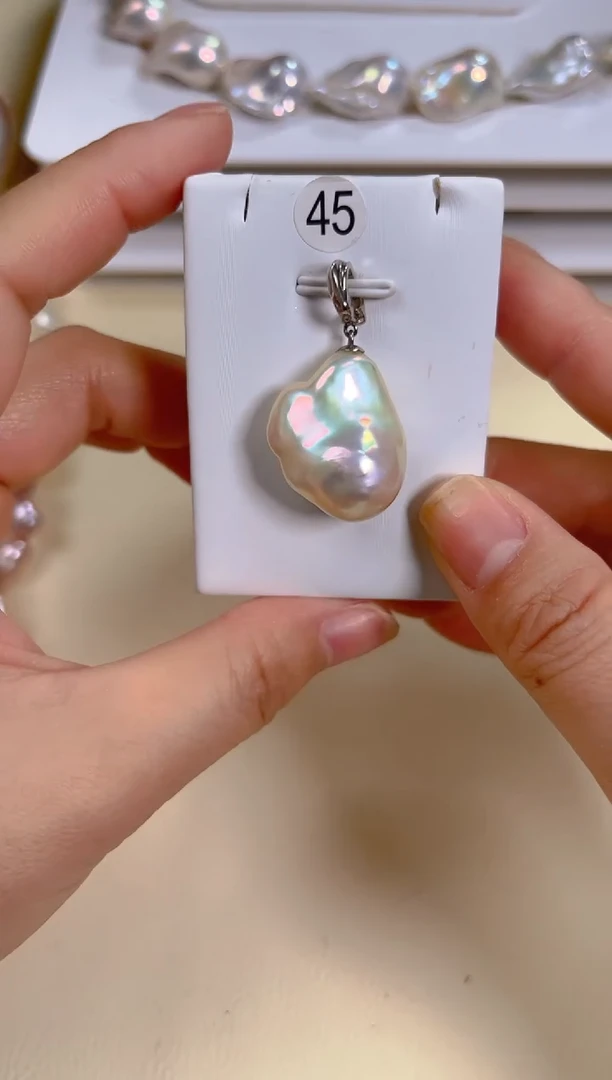 【闪购商品】淡水珍珠吊坠(不含链)银S925镶嵌巴洛克吊坠