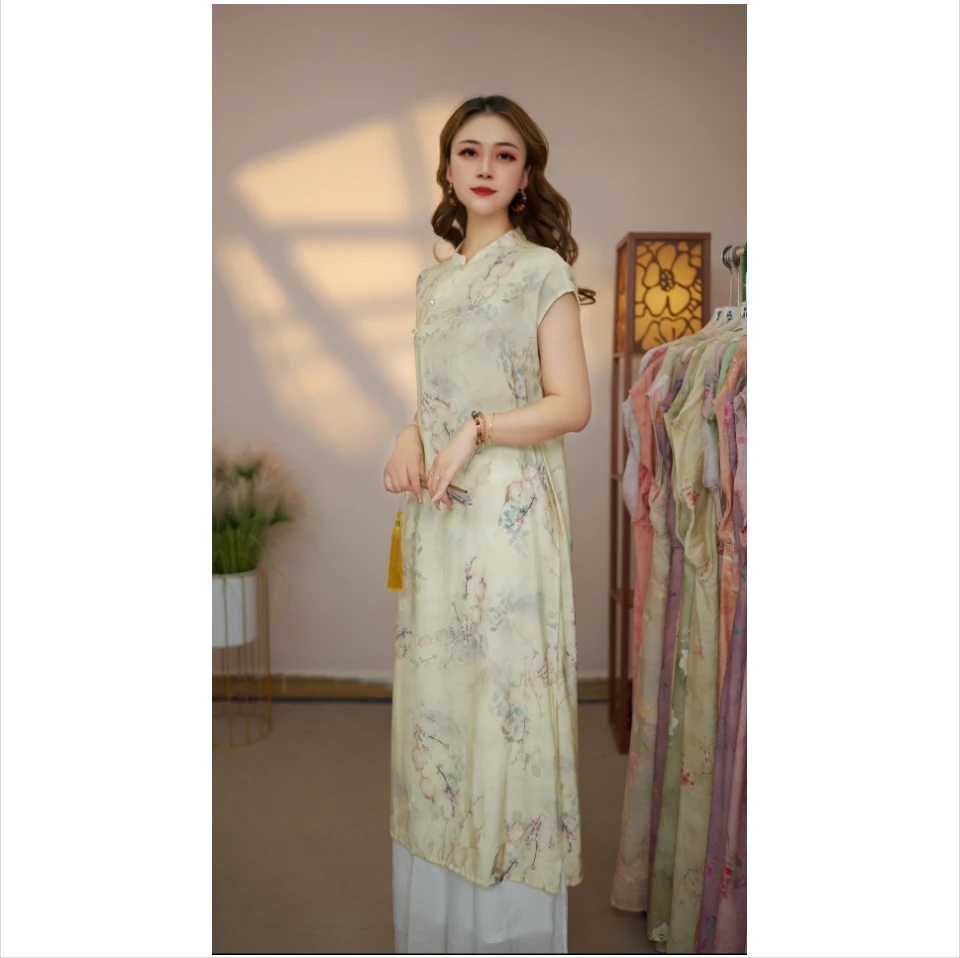 绣麻【桃华灼世】月亮袖012新款夏季女装连衣裙新中式气质百搭显瘦