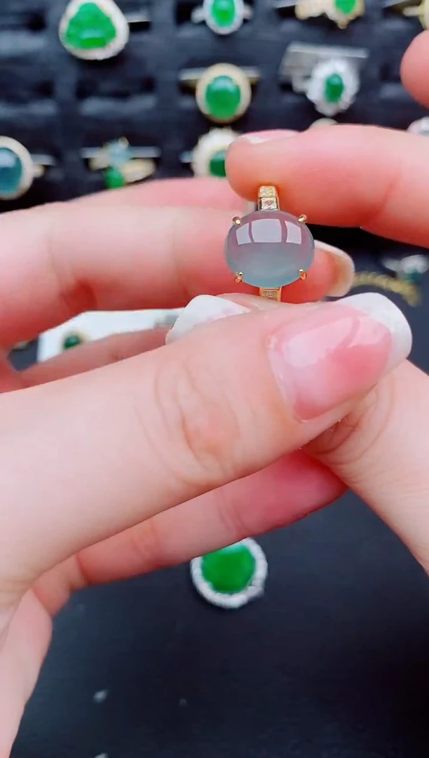 翡翠戒指银S925镶嵌天然a货翡翠532