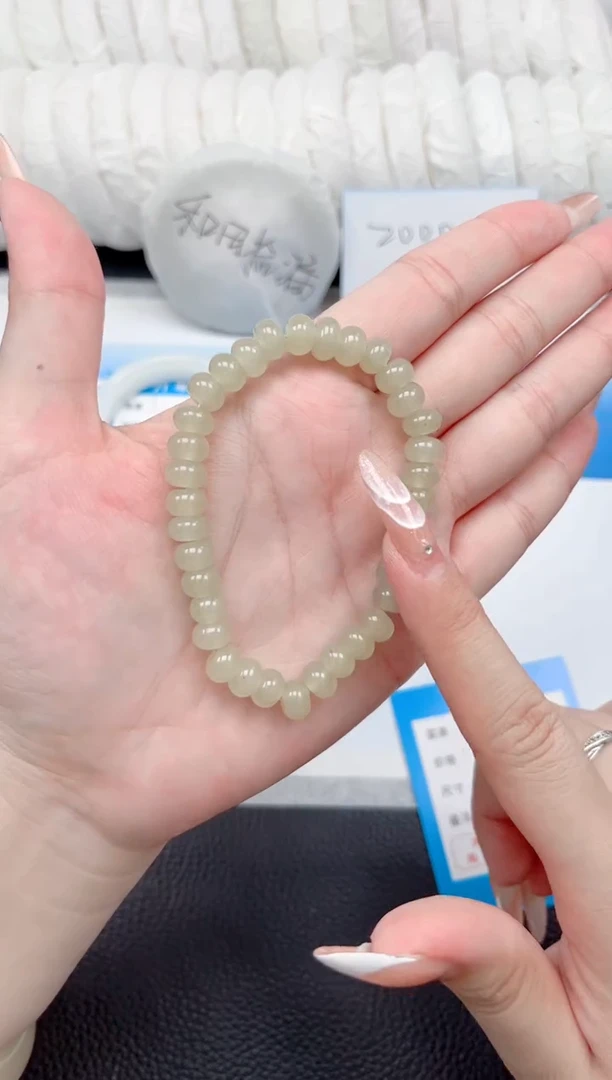 和田玉手镯未镶嵌茶晴手链