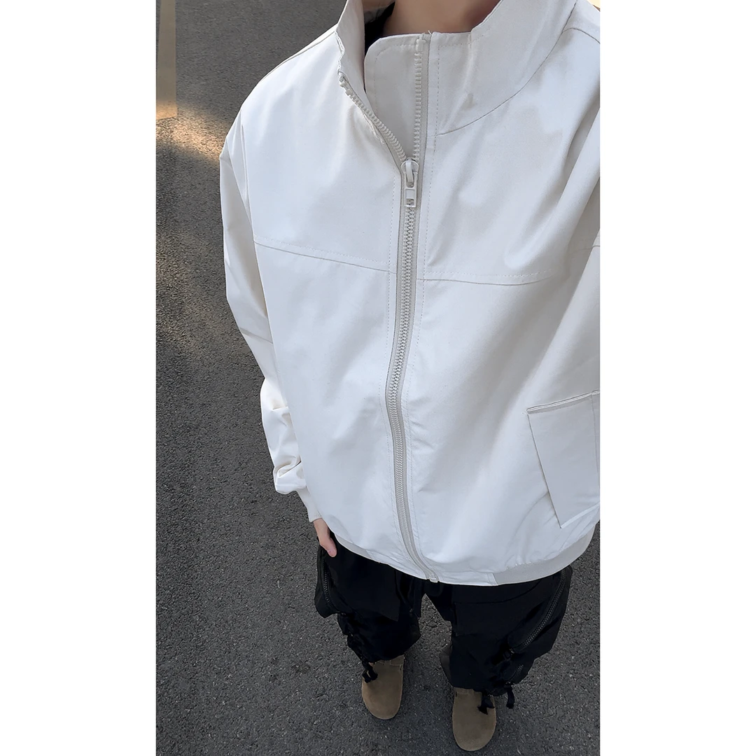 美式教练夹克三防立领休闲纯色复古春款户外工装飞行百搭外套男