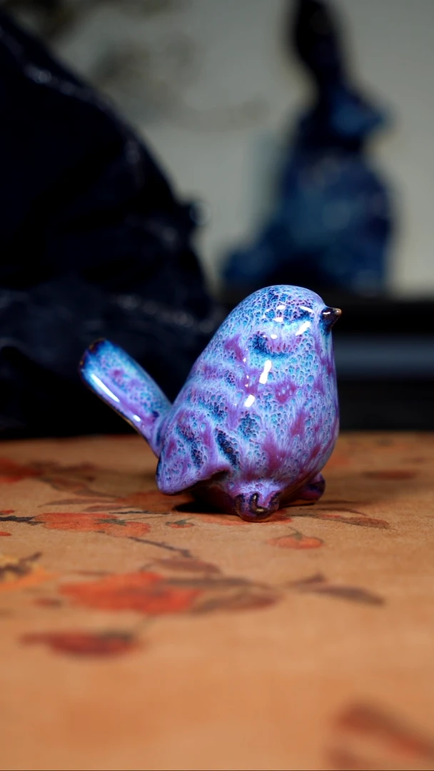 原矿石钧瓷茶器摆件
