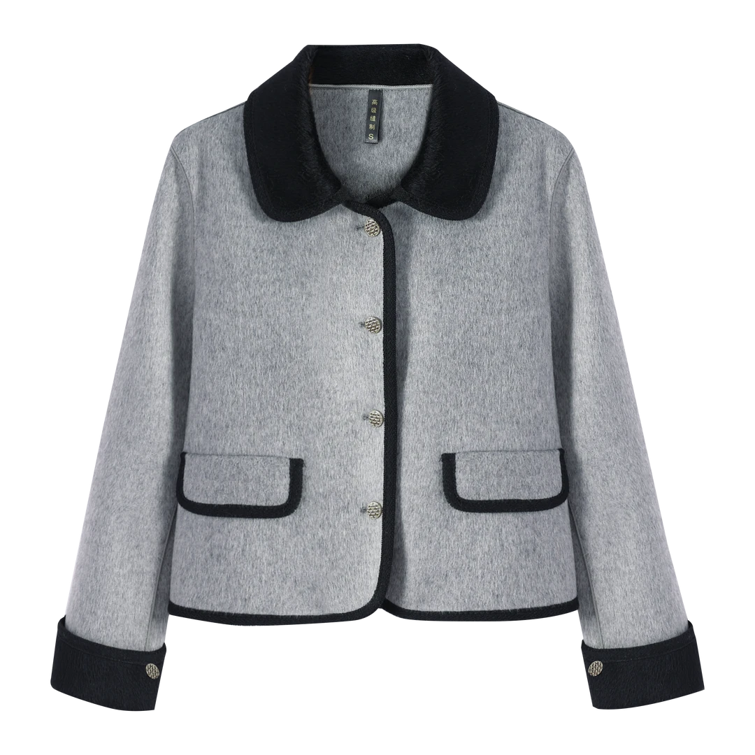 新款秋冬双面羊毛小香风外套女时尚百搭显瘦外套女气质短款