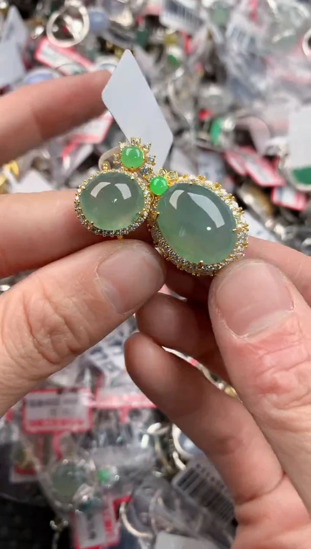 银S925镶嵌戒指翡翠555    1