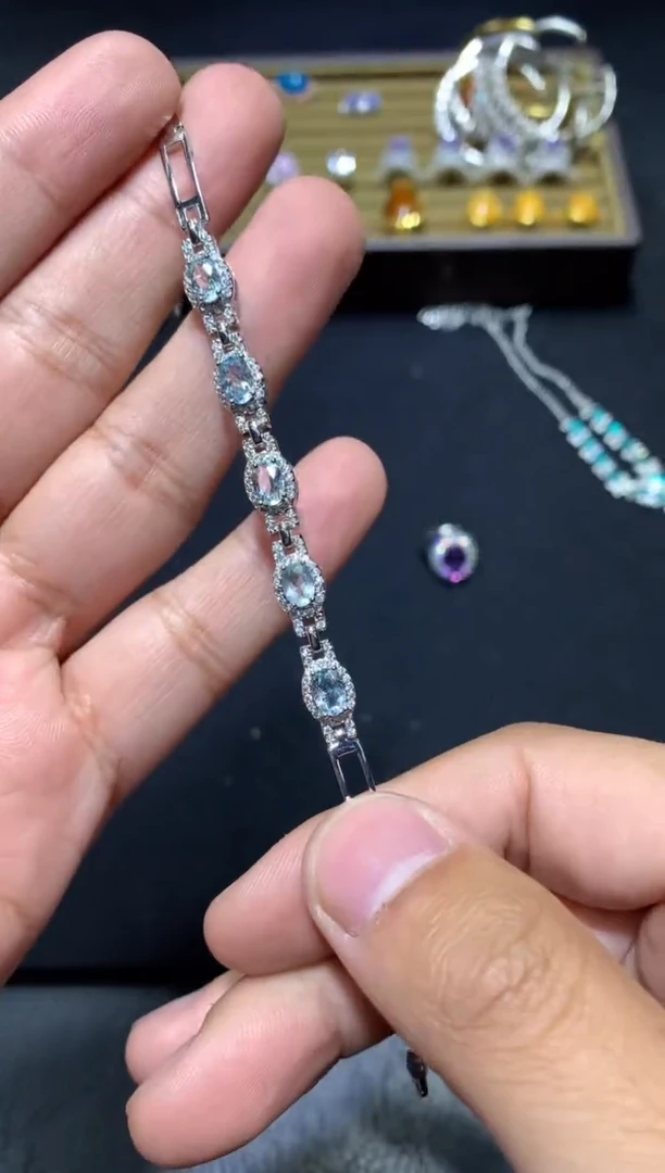 未镶嵌手链海蓝宝石G86