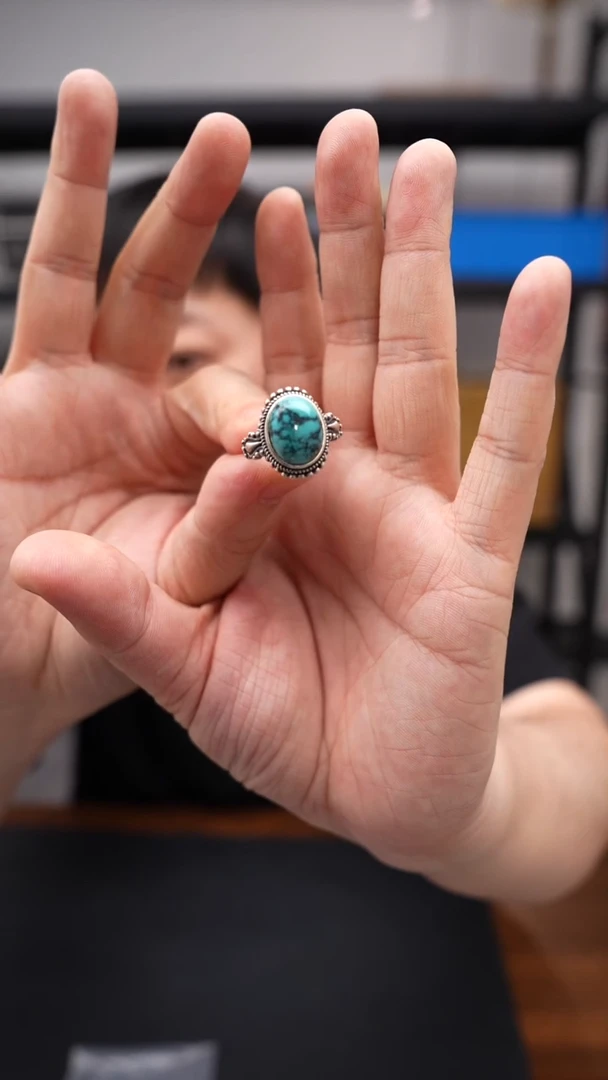 银S925镶嵌绿松石戒指1208DL078戒指