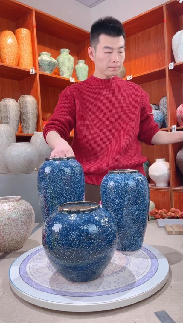 【闪购商品】瓶紫水晶三件套 陶瓷花瓶 无花