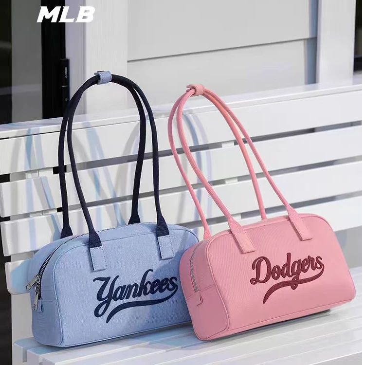 MLB韩国正品情侣学院风仿牛仔保龄球包吐司包大容量春夏BQL05