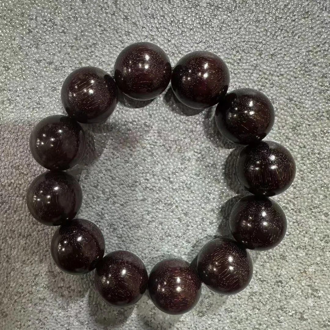 C122  黑泥料金星紫檀2.0cm单圈手串