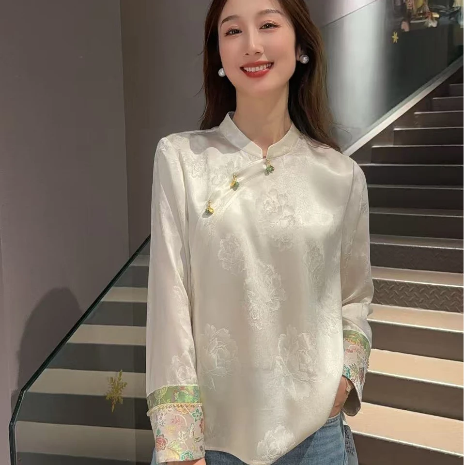 《佩佩定制》时尚春秋复古中国风新中式气质长袖衬衫6279