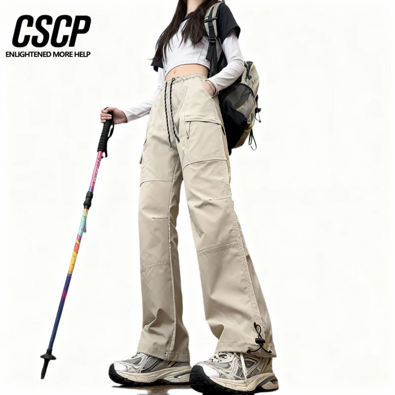 秋冬加绒山系户外冲锋裤女宽松显瘦防水防风休闲登山徒步工装裤潮