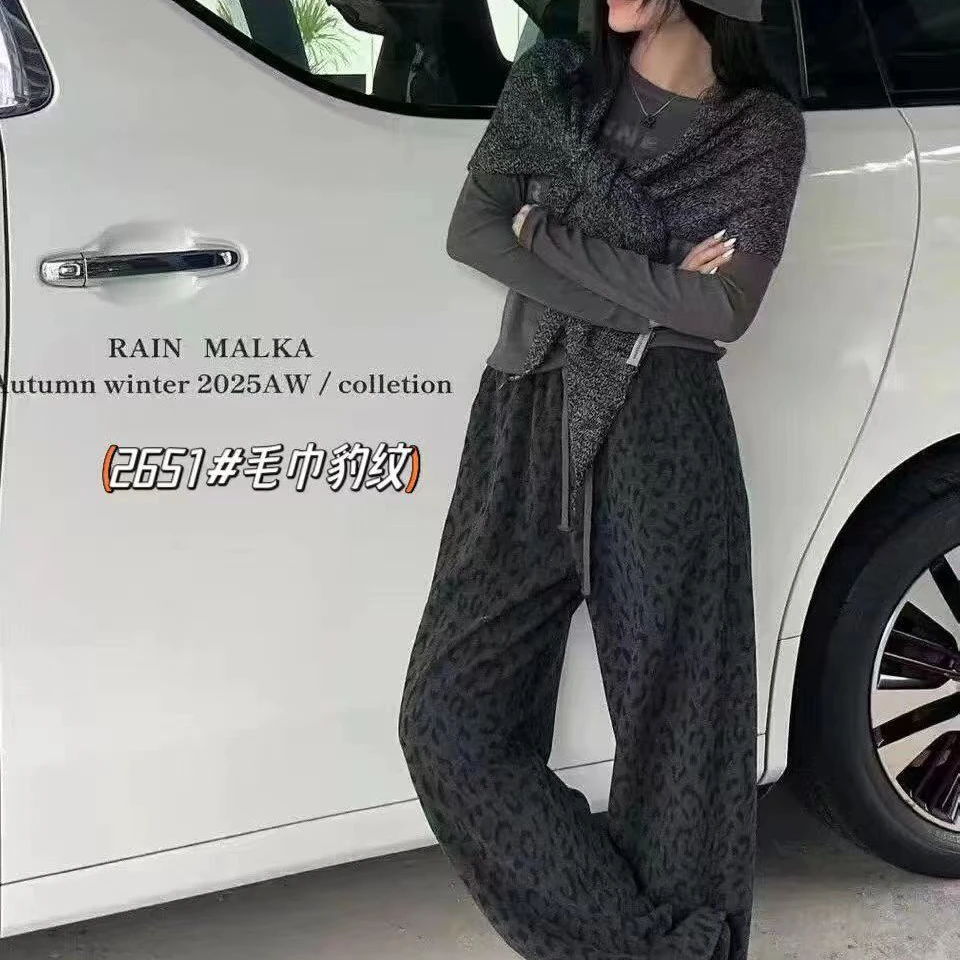2651款毛巾豹纹款长裤