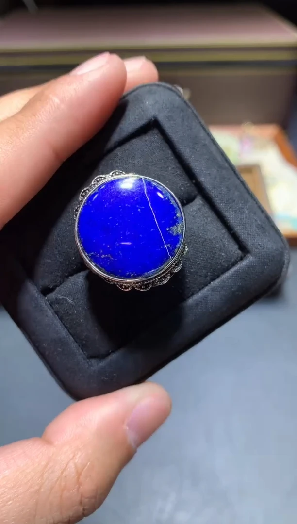 【闪购商品】青金石戒指未镶嵌Y32带石纹