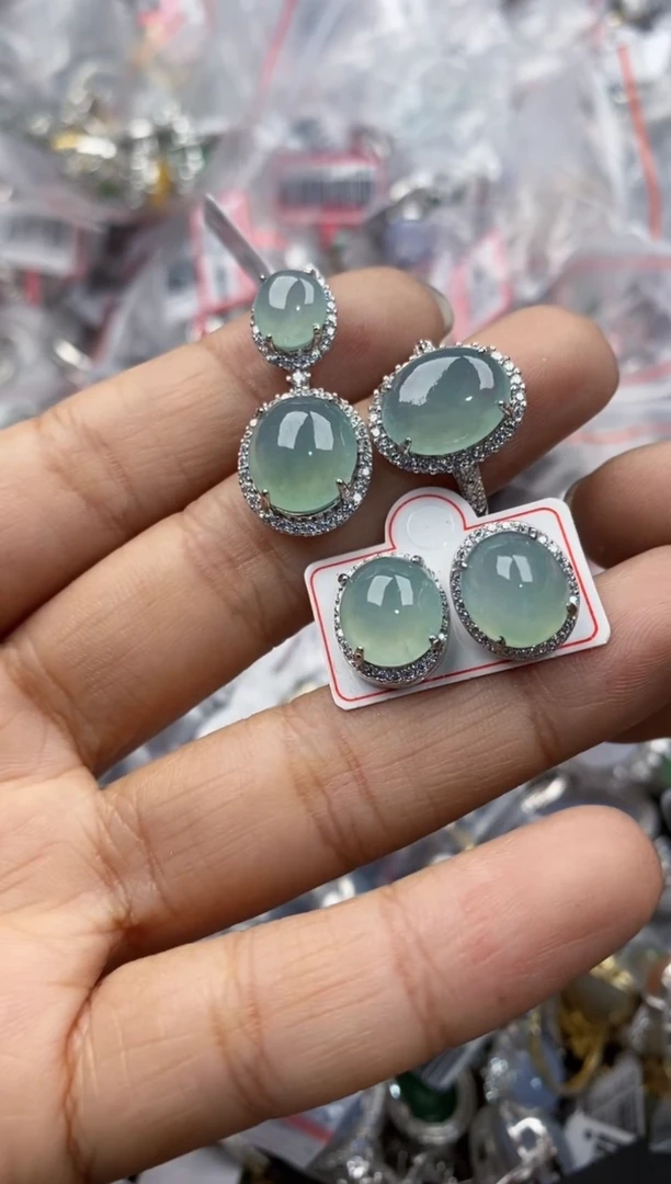 银S925镶嵌戒指翡翠999----3