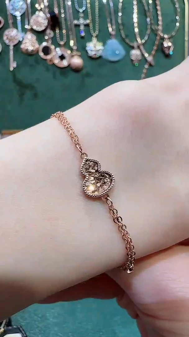 【闪购商品】18K金手链18K金爆闪葫芦手链