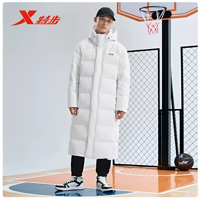 特步CHINA长款羽绒服男4级保暖三防面料976429640099