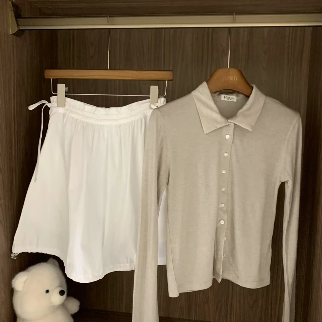 JIREH以乐(o^^o)  韩货 纯色翻领系扣天丝羊毛POLO领开衫 2025