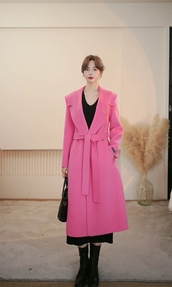 大翻领领澳毛大衣气质显白显瘦百搭轻奢双面呢女款