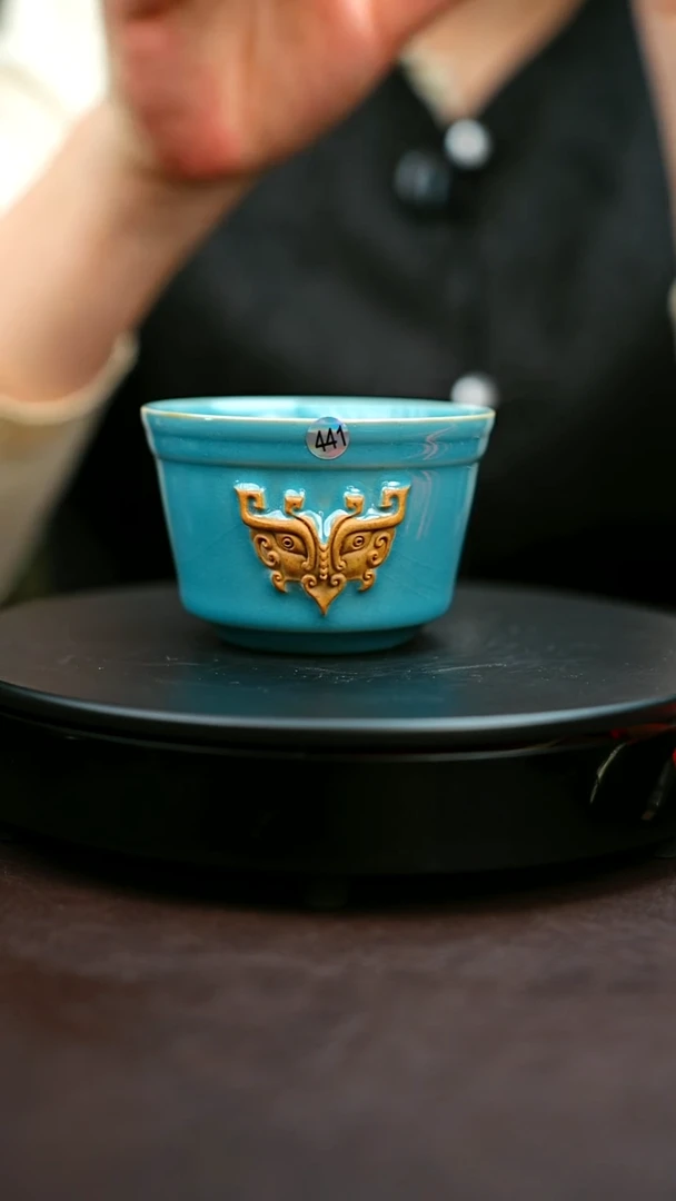 441#原矿钧瓷炉钧釉直口杯