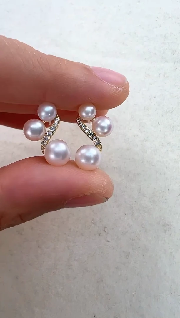 【闪购商品】淡水珍珠耳饰合金三珠音符